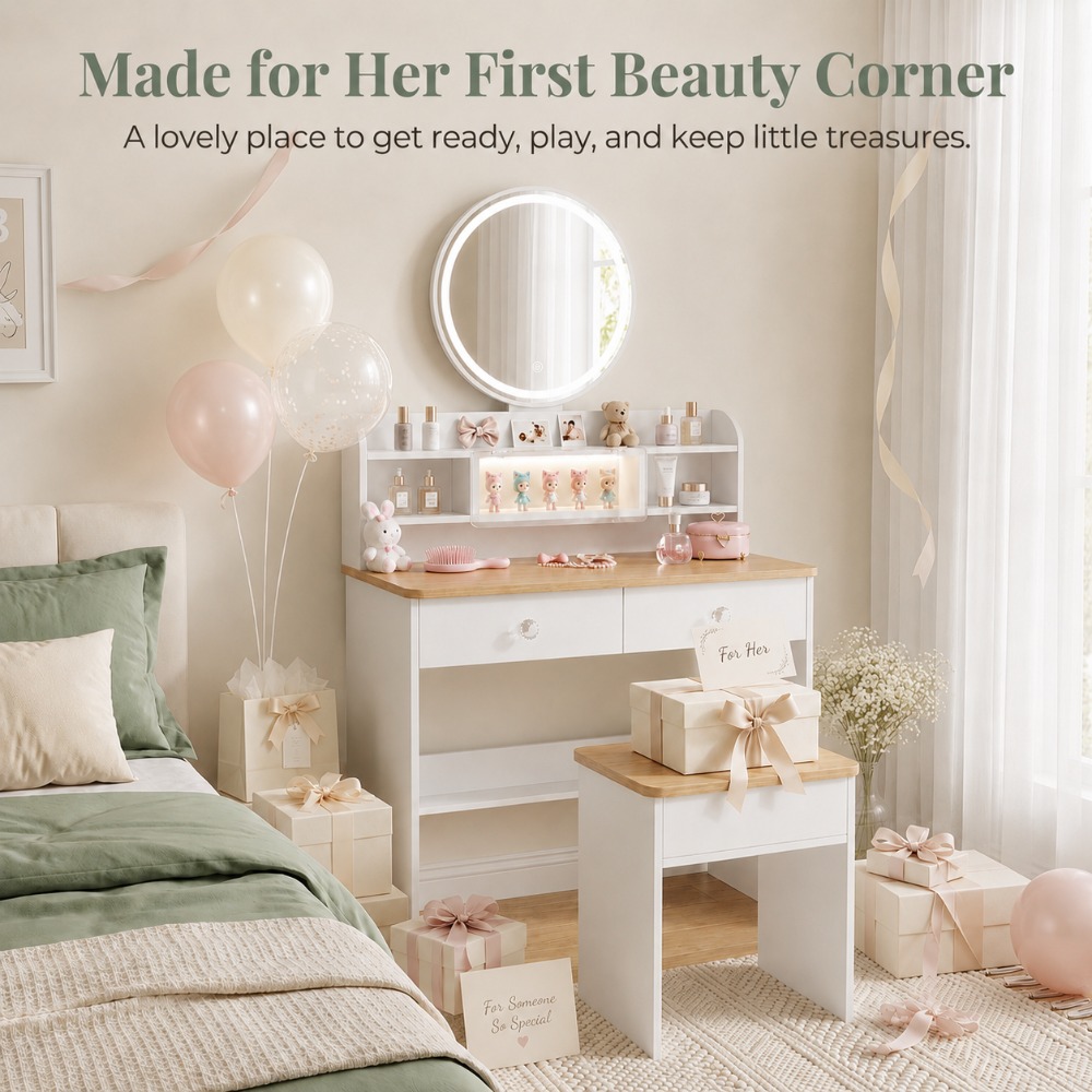 Perfect Gift for Her, Round Wo - огляд і ціна Beauty Makeup Vanity Set
